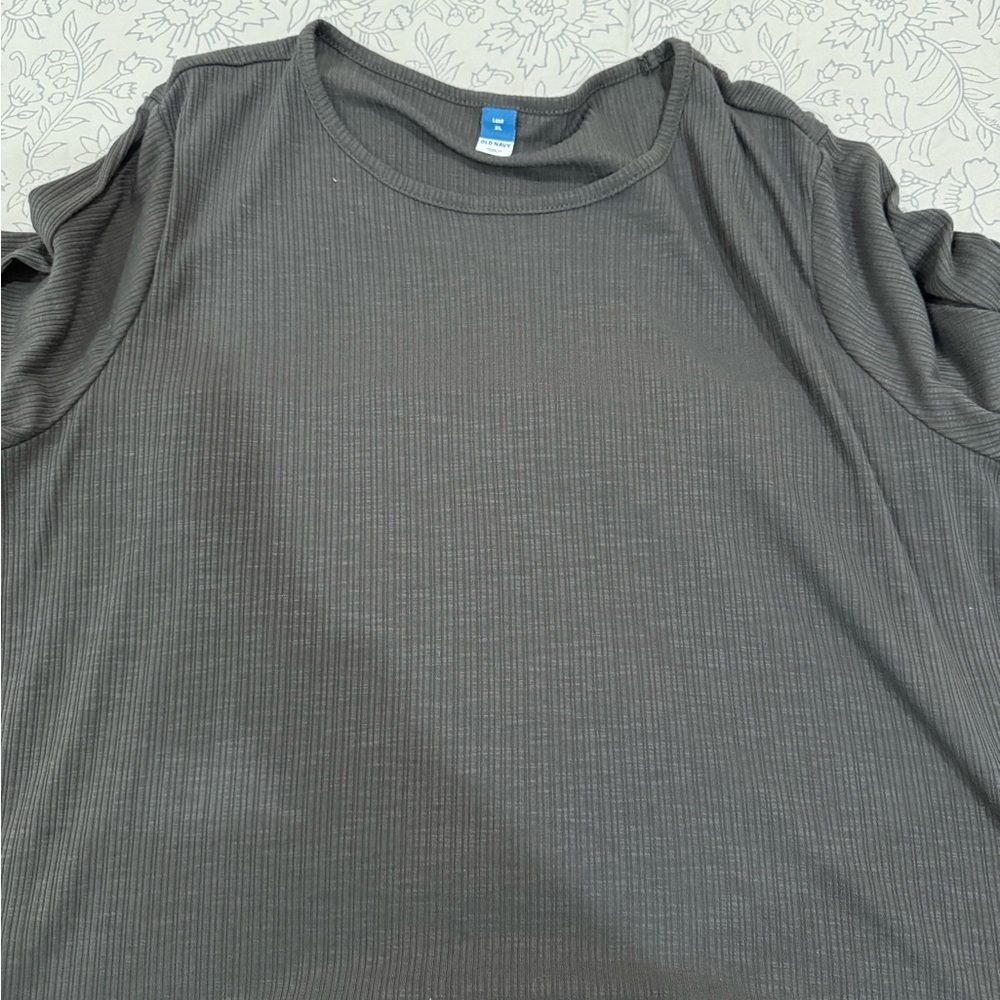 Old Navy Gray Ribbed Luxe T-Shirt